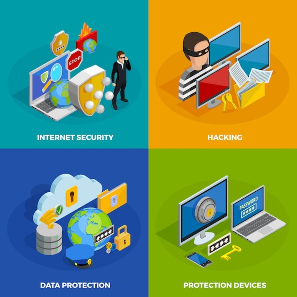 数据保护概念图标集 提升互联网安全服务的视觉传达力